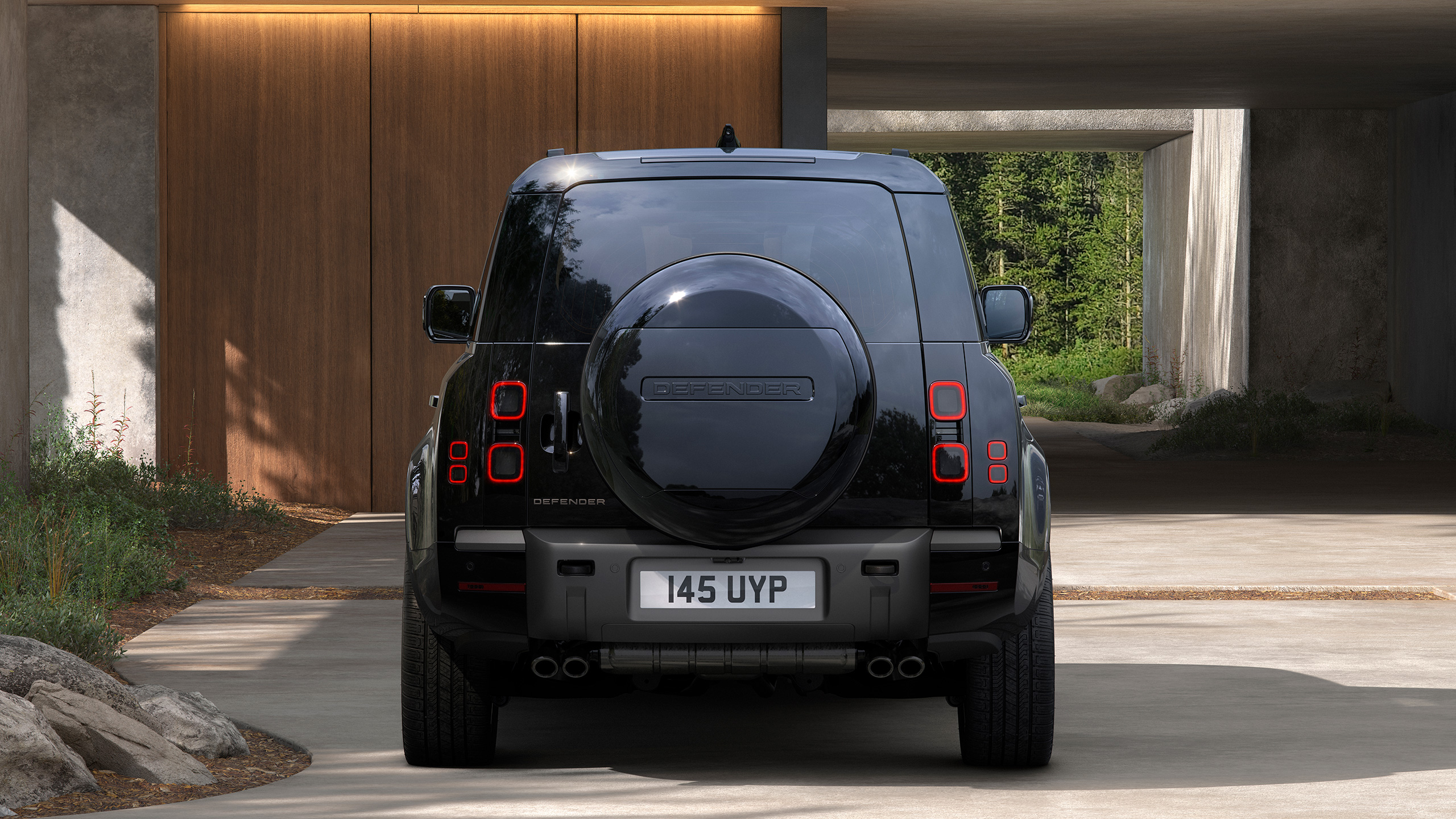 defender parked back view